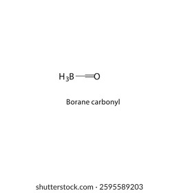 Borane carbonyl skeletal structure. Borane Compound compound schematic illustration. Simple diagram, chemical formula.