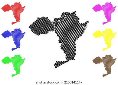 Borba municipality (Amazonas state, Municipalities of Brazil, Federative Republic of Brazil) map vector illustration, scribble sketch Borba map