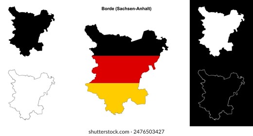 Borde (Sachsen-Anhalt) blank outline map set