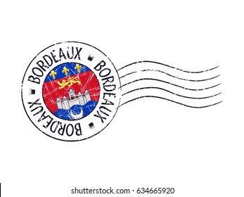 Bordeaux city grunge postal rubber stamp against white background