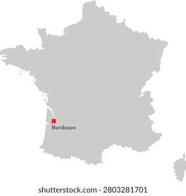 Bordeaux City Location on Map of France