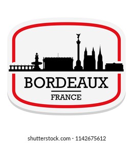 Bordeaux France Label Stamp Icon Skyline City Design Tourism