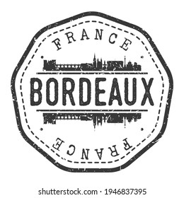 Bordeaux, France Stamp Skyline Postmark. Silhouette Postal Passport. City Round Vector Icon. Vintage Postage Design.