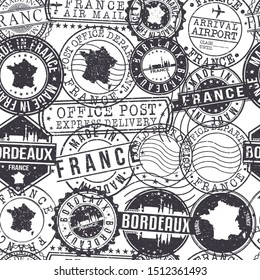 Bordeaux France Stamps. City Stamp Vector Art. Postal Passport Travel. Design Set Pattern.