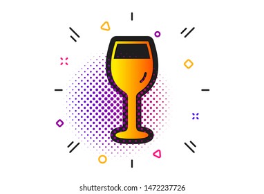 Bordeaux glass sign. Halftone circles pattern. Wine glass icon. Classic flat wine glass icon. Vector
