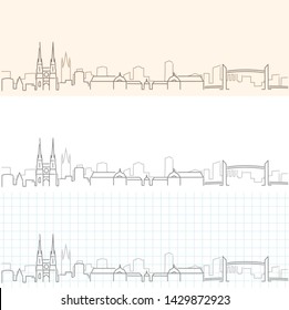Bordeaux Hand Drawn Profile Skyline