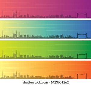 Bordeaux Multiple Color Gradient Skyline Banner