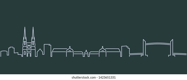 Bordeaux Single Line Skyline Profile