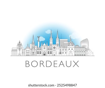 Ilustração do vetor da paisagem urbana do horizonte de Bordeaux