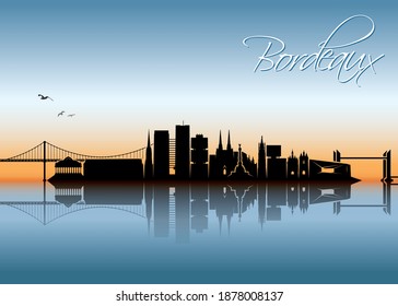 Bordeaux skyline  France cityscape  vector illustration