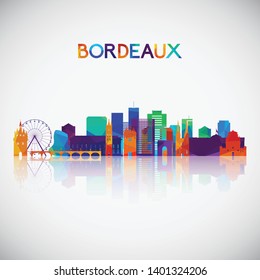 Bordeaux skyline silhouette in colorful geometric style. Symbol for your design. Vector illustration.