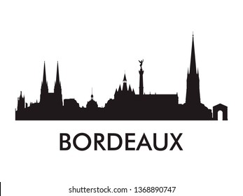 Bordeaux skyline silhouette vector of famous places