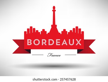 Bordeaux Skyline with Typographic Design