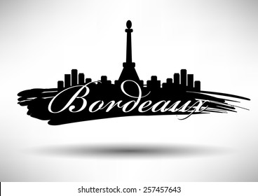 Bordeaux Skyline with Typographic Design