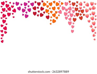 A border of 3d hearts against a transparent background