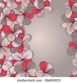 border with abstract hand-drawn floral pattern. Can be used for wallpaper, greeting card, web page background.