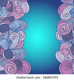 border with abstract hand-drawn pattern, wavy background. Can be used for wallpaper, greeting card