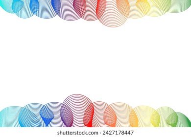 Borde de rizos multicolores abstractos aislados sobre fondo transparente. Copiar espacio. Ilustración de vector
