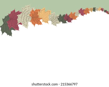 border autumn leafs overlapping with pencil strokes
