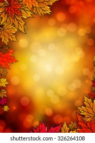 border with autumn leaves on an autumn background