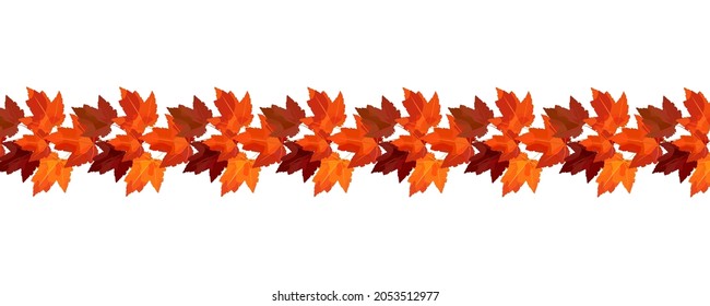 Border of autumn maple branches. Vector border for cozy autumn designs, cafes, menus, banner ad