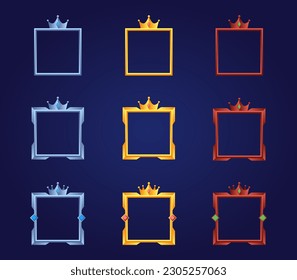 border avatar for games with silver, gold, red colors, bundle avatar in medieval style