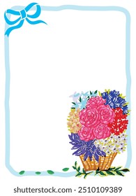 Ilustración de fondo de borde decorado con ramos y cintas