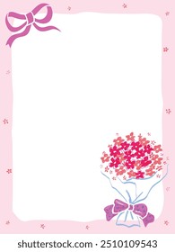 Border background illustration decorated with bouquets and ribbons