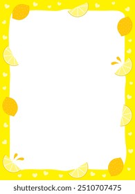 Border background illustration decorated with lemons and hearts