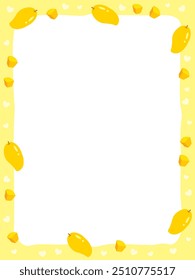 Border background illustration decorated with mangoes and hearts