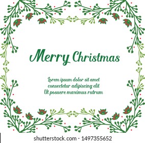 Border banner of merry christmas, with design plant of leaf flower frame. Vector