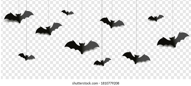 Border With Bats Isolated Transparent Background With Gradient Mesh, Vector Illustration