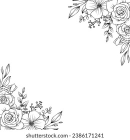 borde con flores blancas y negras