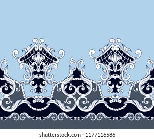 Border with blue baroque elements. 