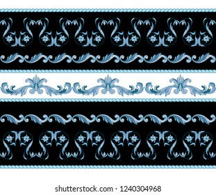 Border with blue baroque elements. 