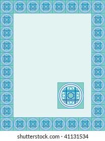 border with a blue pattern