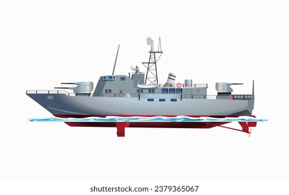 Barco fronterizo en una ilustración de un vector de fondo blanco