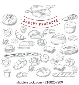 A border for a bread house. Baking, bakery shop, cooking, sweet products, dessert, pastry.