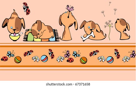 border with brown little puppy