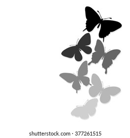 border of butterflies flying with space for text message. background for design for greeting card and invitation of the wedding, birthday, Valentine's Day, mother's day and other seasonal holiday