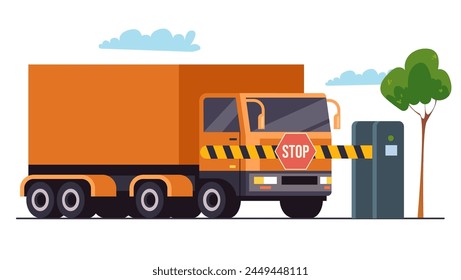 Border car cargo shipment tourism point. Vector flat graphic design element concept illustration