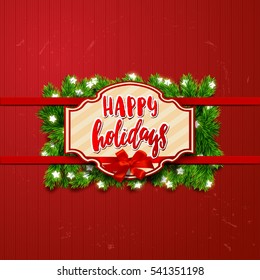 border Card design and Glowing star Lights . Hand drawn calligraphy. concept handwritten  happy holidays