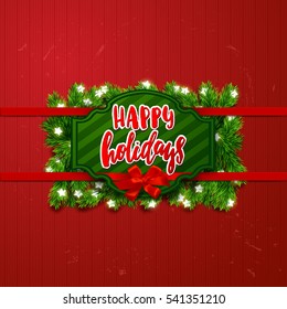 border Card design and Glowing star Lights . Hand drawn calligraphy. concept handwritten  happy holidays 
