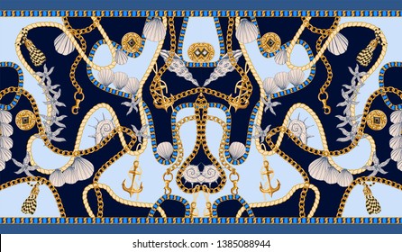 Border with chains, anchors and shells