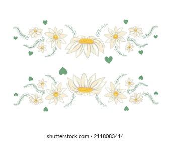 Border with chamomile flowers. Floral pattern. Vector illustration