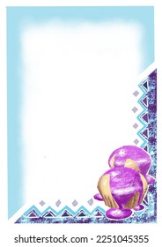Border with Chikenduza sweet treat. Hand drawn SVG illustration. White background. Perfect for recipe cards, menus, party invitations and signs.