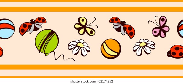 border. children's background.elements of nature on a beige background