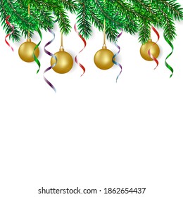 Border of Christmas decoration on white background