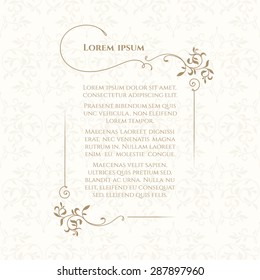 Border and classic seamless pattern. Template for greeting cards, invitations, menus, labels. Graphic design page.