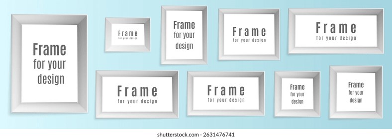 Border collection with ornate rectangle shape and classic art vignette in different vertical format used for antique award menu design and old label layout with empty stroke and style decoration

